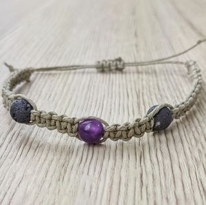 Amethyst 8mm Lava Bead Handmade Hemp Bracelet